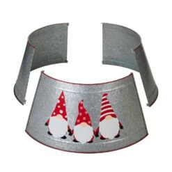 26 In. D Christmas Galvanized Metal Gnomes Tree Collar (KD) -Christmas Decor Shop glitzhome christmas tree collars 2010600043 1f 1000