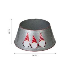 26 In. D Christmas Galvanized Metal Gnomes Tree Collar (KD) -Christmas Decor Shop glitzhome christmas tree collars 2010600043 4f 1000