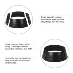 40.5 In. D Christmas Black Hammered Metal Tree Collar (KD) -Christmas Decor Shop glitzhome christmas tree collars 2010600044 c3 1000