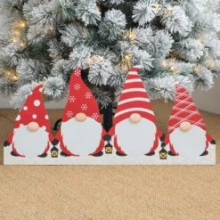 30 In. L Christmas Gnomes Metal Tree Collar -Christmas Decor Shop glitzhome christmas tree collars 2010600047 31 1000