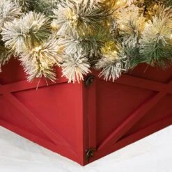 32 In. L Red Wooden Tree Collar (KD) -Christmas Decor Shop glitzhome christmas tree collars 2010600048 44 1000