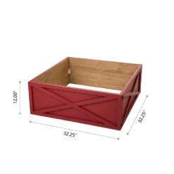 32 In. L Red Wooden Tree Collar (KD) -Christmas Decor Shop glitzhome christmas tree collars 2010600048 4f 1000