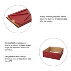 32 In. L Red Wooden Tree Collar (KD) -Christmas Decor Shop glitzhome christmas tree collars 2010600048 c3 1000