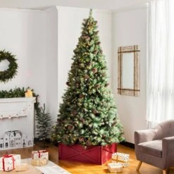 32 In. L Red Wooden Tree Collar (KD) -Christmas Decor Shop glitzhome christmas tree collars 2010600048 e1 1000