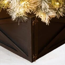 32 In. L Black Wooden Christmas Tree Collar(KD) -Christmas Decor Shop glitzhome christmas tree collars 2010600049 44 1000