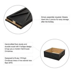 32 In. L Black Wooden Christmas Tree Collar(KD) -Christmas Decor Shop glitzhome christmas tree collars 2010600049 c3 1000