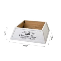 32 In. L White Trapezoid In. Farm Fresh In. Christmas Tree Collar (KD) -Christmas Decor Shop glitzhome christmas tree collars 2010600050 4f 1000