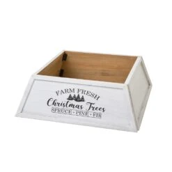 32 In. L White Trapezoid In. Farm Fresh In. Christmas Tree Collar (KD)