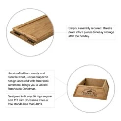 32 In. L Natural Wooden Trapezoid "Farm Fresh" Christmas Tree Collar (KD) -Christmas Decor Shop glitzhome christmas tree collars 2010600051 c3 1000