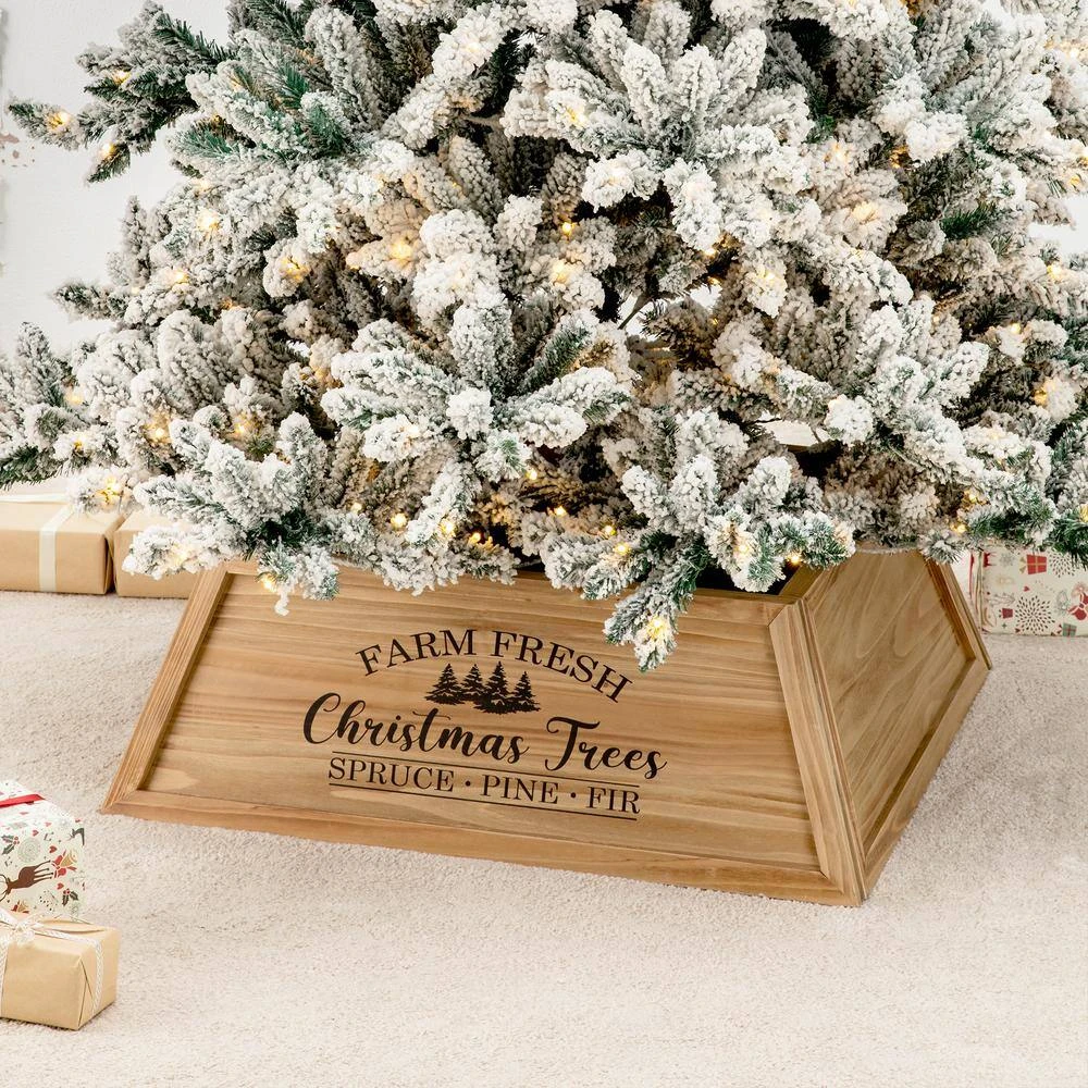40 In. L Natural Wooden Trapezoid In. Farm Fresh In. Christmas Tree Collar (KD) 5 40 In. L Natural Wooden Trapezoid In. Farm Fresh In. Christmas Tree Collar (KD) - Image 3