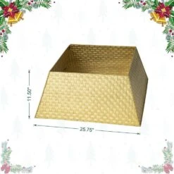 25.75 In. L Trapezoid Gold Metal Weave Tree Collar -Christmas Decor Shop glitzhome christmas tree collars 2010600066 c3 1000