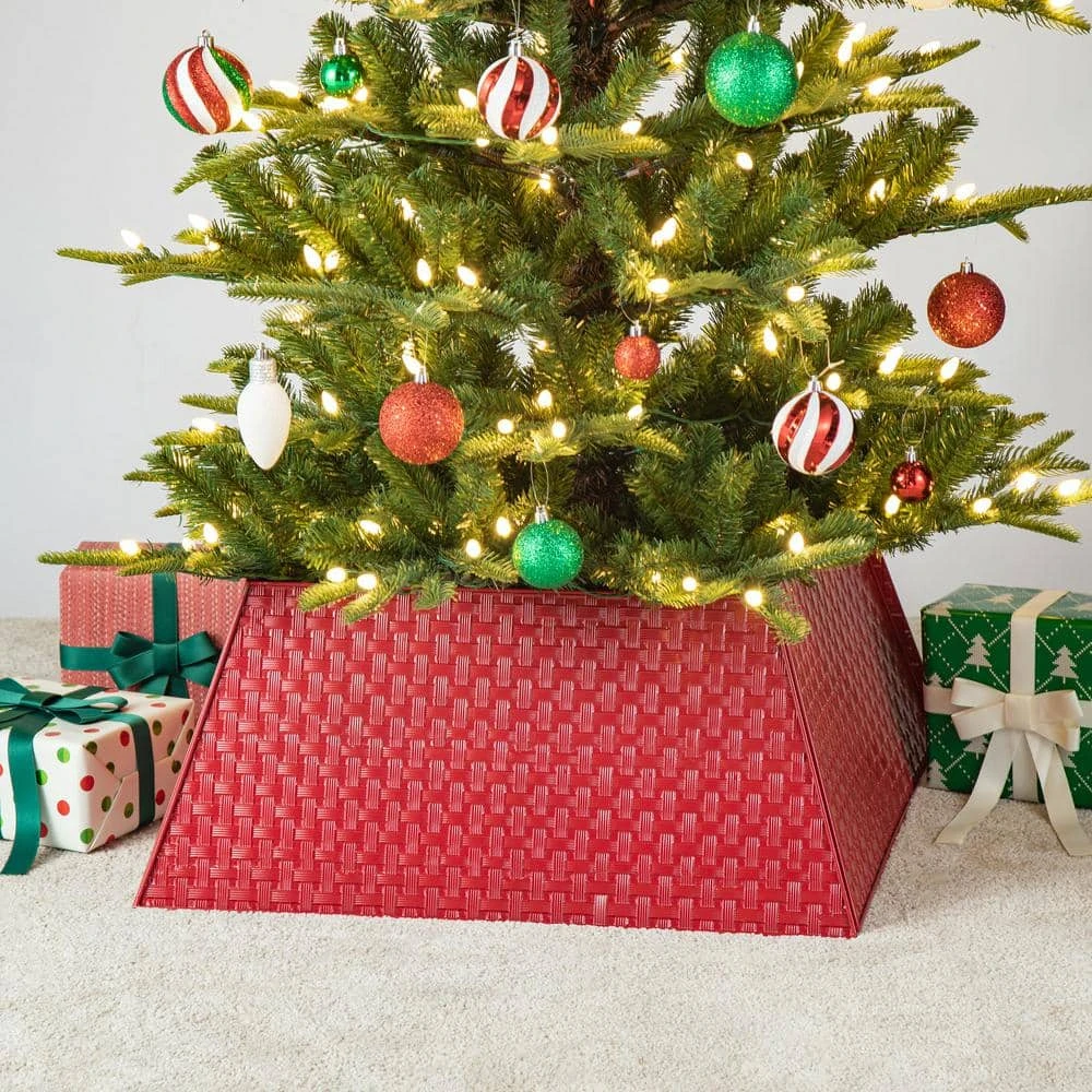 25.75 In. L Trapezoid Red Metal Weave Tree Collar 7 25.75 In. L Trapezoid Red Metal Weave Tree Collar - Image 5