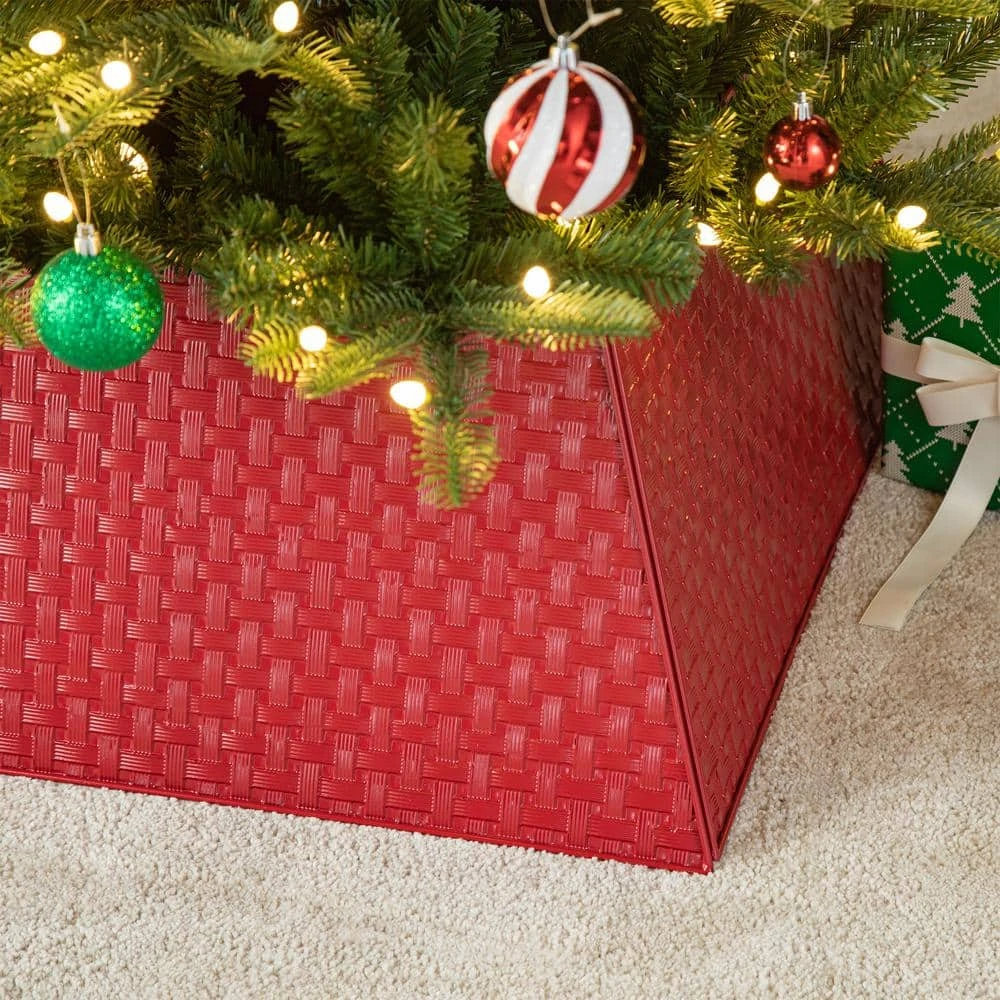 25.75 In. L Trapezoid Red Metal Weave Tree Collar 8 25.75 In. L Trapezoid Red Metal Weave Tree Collar - Image 6