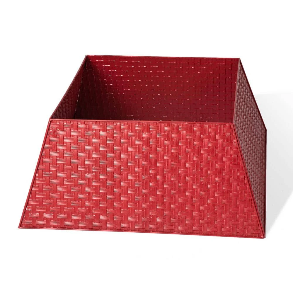 25.75 In. L Trapezoid Red Metal Weave Tree Collar 3 25.75 In. L Trapezoid Red Metal Weave Tree Collar