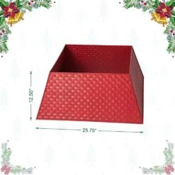 25.75 In. L Trapezoid Red Metal Weave Tree Collar 11 25.75 In. L Trapezoid Red Metal Weave Tree Collar -Christmas Decor Shop glitzhome christmas tree collars 2010600067 c3 1000