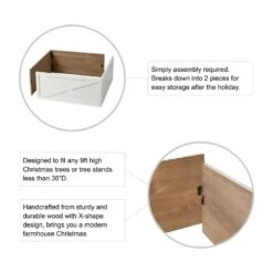 26 In. L Washed White Wooden Tree Collar -Christmas Decor Shop glitzhome christmas tree collars 2010600071 4f 1000