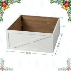 26 In. L Washed White Wooden Tree Collar -Christmas Decor Shop glitzhome christmas tree collars 2010600071 c3 1000