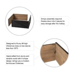 26 In. L Washed Black Wooden Tree Collar -Christmas Decor Shop glitzhome christmas tree collars 2010600072 4f 1000