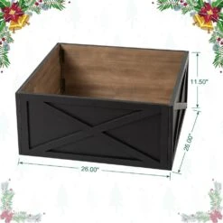 26 In. L Washed Black Wooden Tree Collar -Christmas Decor Shop glitzhome christmas tree collars 2010600072 c3 1000