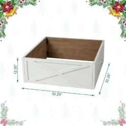 32.25 In. L Washed White Wooden Tree Collar -Christmas Decor Shop glitzhome christmas tree collars 2010600073 c3 1000