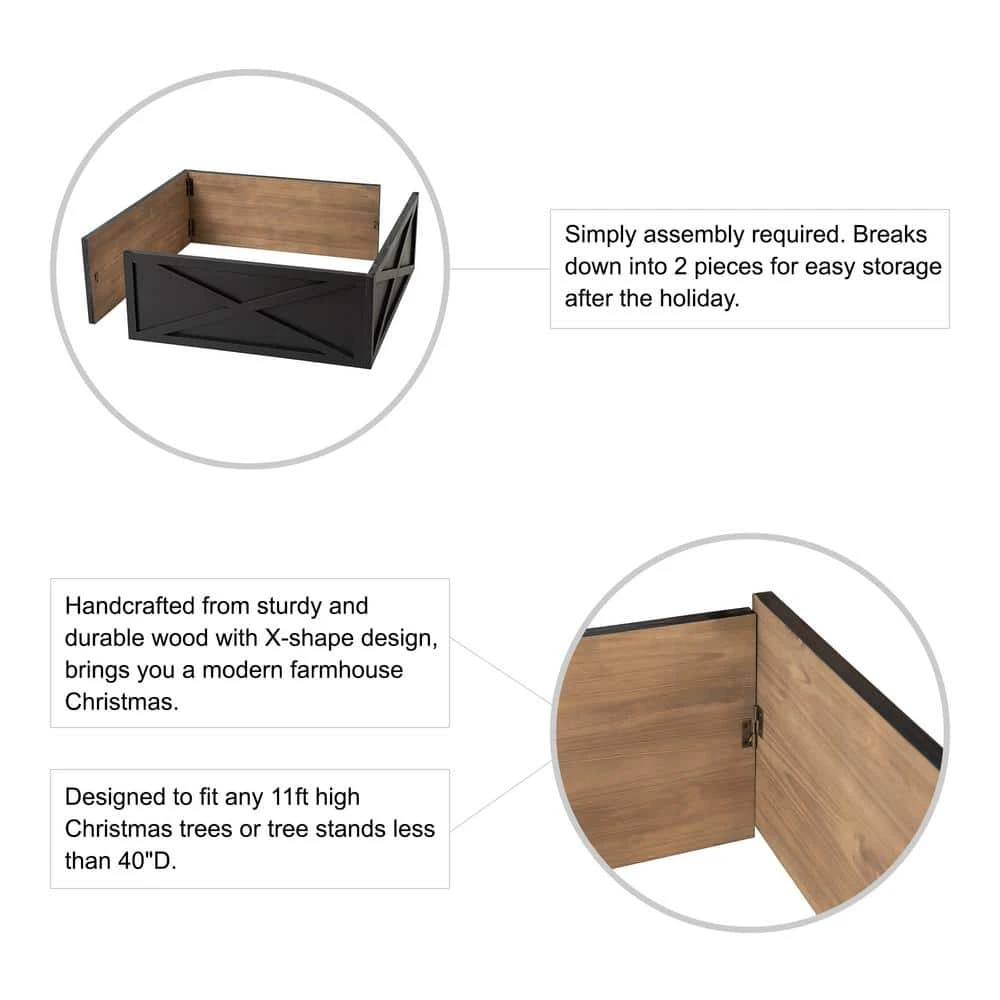 32.25 In. L Black Wooden Tree Collar 6 32.25 In. L Black Wooden Tree Collar - Image 4