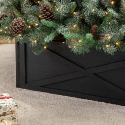 32.25 In. L Black Wooden Tree Collar 15 32.25 In. L Black Wooden Tree Collar -Christmas Decor Shop glitzhome christmas tree collars 2010600074 fa 1000