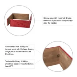 32.25 In. L Red Wooden Tree Collar -Christmas Decor Shop glitzhome christmas tree collars 2010600075 4f 1000