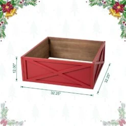 32.25 In. L Red Wooden Tree Collar -Christmas Decor Shop glitzhome christmas tree collars 2010600075 c3 1000