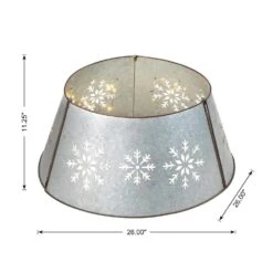 26 In. D Snowflake Cutout Metal Tree Collar With Light String (KD) -Christmas Decor Shop glitzhome christmas tree collars gh2004600004 c3 1000
