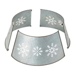 26 In. D Snowflake Cutout Metal Tree Collar With Light String (KD) -Christmas Decor Shop glitzhome christmas tree collars gh2004600004 fa 1000
