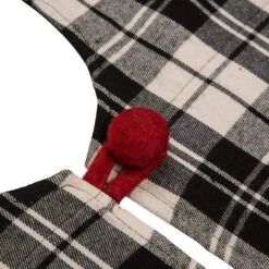 48 In. D Black And White Plaid Fabric Christmas Tree Skirt With Red Trim -Christmas Decor Shop glitzhome christmas tree skirts 1103203332 4f 1000