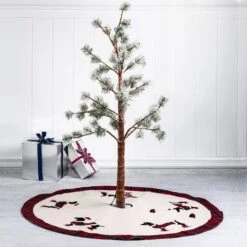 48 In. D Fabric Christmas Tree Skirt - Dachshund -Christmas Decor Shop glitzhome christmas tree skirts 1103203333 31 1000