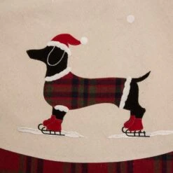 48 In. D Fabric Christmas Tree Skirt - Dachshund -Christmas Decor Shop glitzhome christmas tree skirts 1103203333 4f 1000