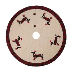 48 In. D Fabric Christmas Tree Skirt - Dachshund