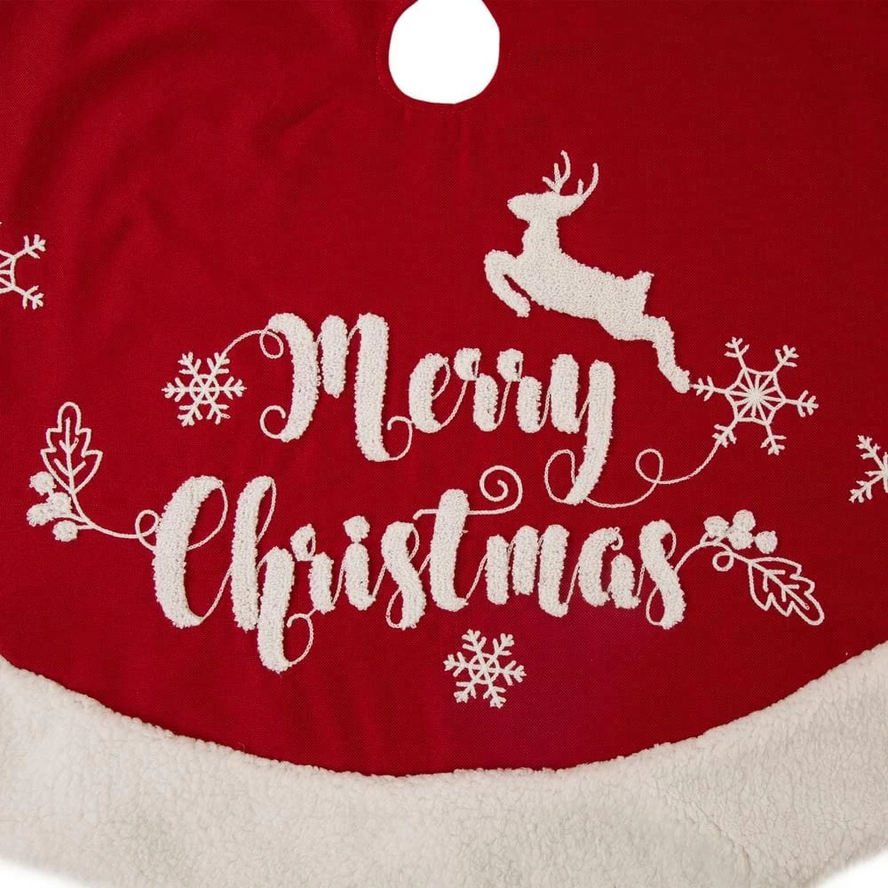 48 In. D Fabric Christmas Tree Skirt In Merry Christmas 6 48 In. D Fabric Christmas Tree Skirt In Merry Christmas - Image 4