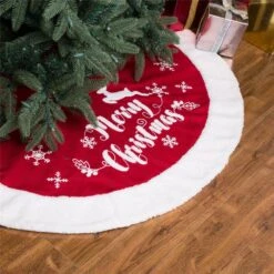 48 In. D Fabric Christmas Tree Skirt In Merry Christmas 17 48 In. D Fabric Christmas Tree Skirt In Merry Christmas -Christmas Decor Shop glitzhome christmas tree skirts 1113202455 31 1000