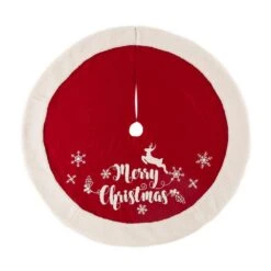 48 In. D Fabric Christmas Tree Skirt In Merry Christmas