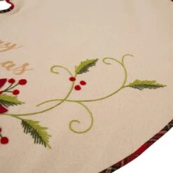 48 In. D Fabric Christmas Tree Skirt In Poinsettia -Christmas Decor Shop glitzhome christmas tree skirts 1113202457 44 1000
