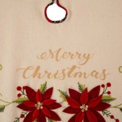 48 In. D Fabric Christmas Tree Skirt In Poinsettia -Christmas Decor Shop glitzhome christmas tree skirts 1113202457 fa 1000
