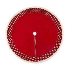 48 In. D Fabric Christmas Tree Skirt In Pompom