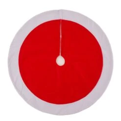 42 In. D Felt Christmas Tree Skirt In Traditional Red And White