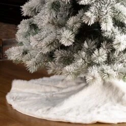 48 In. D White Plush Christmas Tree Skirt -Christmas Decor Shop glitzhome christmas tree skirts 1113202574 44 1000