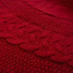 52 In. D Knitted Acrylic Red Christmas Tree Skirt -Christmas Decor Shop glitzhome christmas tree skirts 1113202582 44 1000