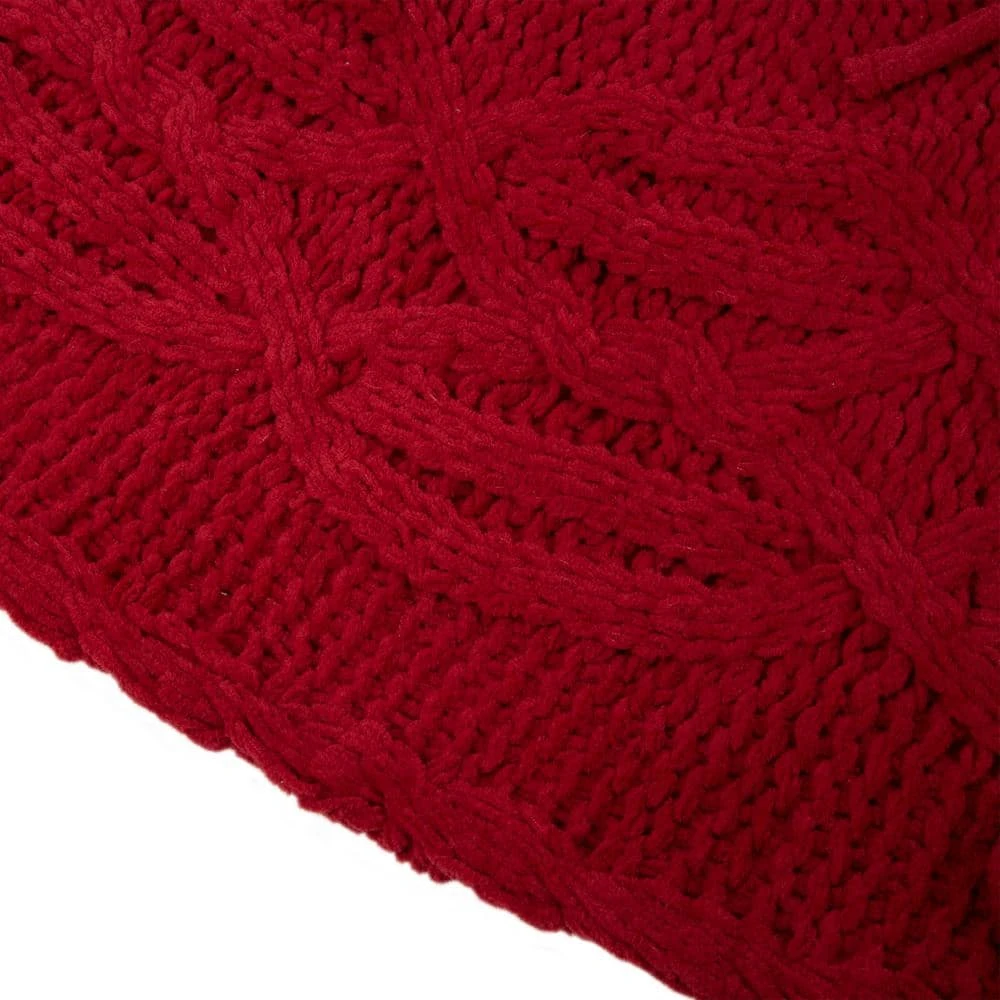 52 In. D Knitted Polyester Red Christmas Tree Skirt 6 52 In. D Knitted Polyester Red Christmas Tree Skirt - Image 4