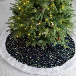 48 In. D Navy Blue Sequin Christmas Tree Skirt -Christmas Decor Shop glitzhome christmas tree skirts 2004700078 31 1000