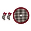 48 In. D Black And White Plaid Fabric Christmas Tree Skirt And 2-Pack 20 In. Stocking (Set Of 3) -Christmas Decor Shop glitzhome christmas tree skirts 2004700109 64 1000