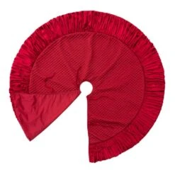 48 In. D Deluxe Burgundy Velvet Ruffled Christmas Tree Skirt -Christmas Decor Shop glitzhome christmas tree skirts 2020100001 76 1000