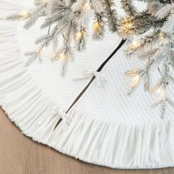 48 In. D Deluxe White Velvet Ruffled Christmas Tree Skirt -Christmas Decor Shop glitzhome christmas tree skirts 2020100002 fa 1000