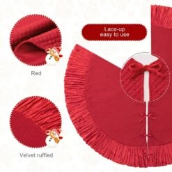 60 In. Dia Oversized Deluxe Red Velvet Ruffled Christmas Tree Skirt -Christmas Decor Shop glitzhome christmas tree skirts 2020100003 1f 1000