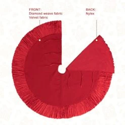 60 In. Dia Oversized Deluxe Red Velvet Ruffled Christmas Tree Skirt -Christmas Decor Shop glitzhome christmas tree skirts 2020100003 44 1000